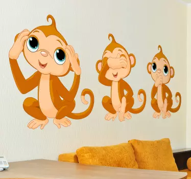 Naljepnica tri majmuna djeca - TenStickers