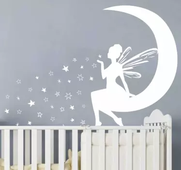 Naljepnica vila koje puše na mjesečevoj zidnoj naljepnici - TenStickers