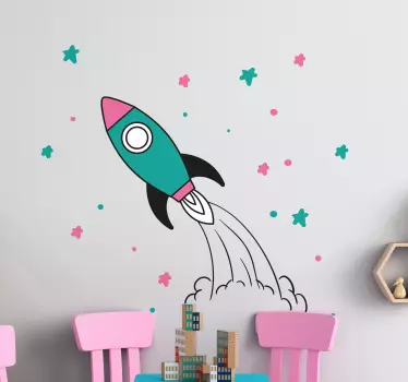 Naljepnica za djecu avantura lansiranja rakete - TenStickers