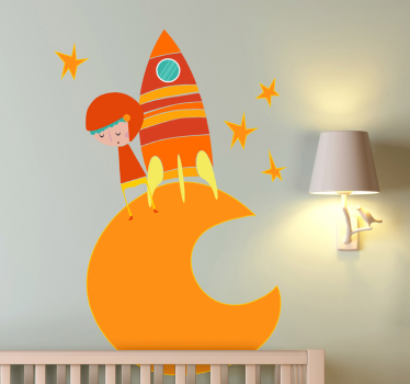 Naljepnica svemira avantura raketom na mjesecu - TenStickers