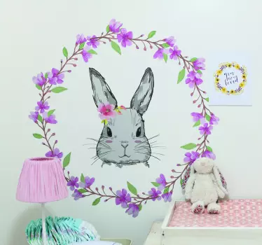 Naljepnica za djecu bunny cvjetni dizajn - TenStickers