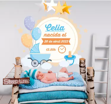 Naljepnica za djecu s podacima o rođenju - TenStickers