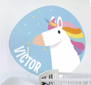 Naljepnica za djecu dizajn rođendana s jednorogom - TenStickers