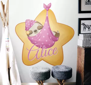 Naljepnica za djecu prilagođeni lenjivac u zvijezdi - TenStickers