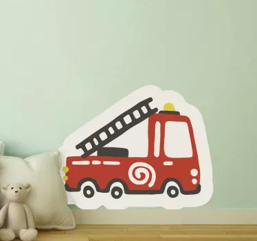 Naljepnica za djecu dizajn vatrogasnog vozila - TenStickers