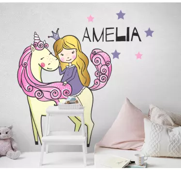 Naljepnica za djecu djevojčica i jednorog - TenStickers