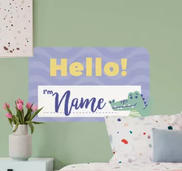 Naljepnica za djecu hello personalizirani krokodil - TenStickers
