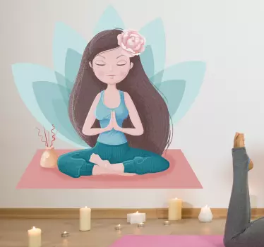Naljepnica za djecu ilustracija djevojčice koja meditira - TenStickers