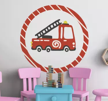 Naljepnica za djecu ilustracija vatrogasnog kamiona - TenStickers