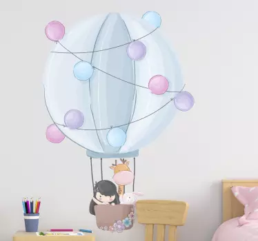 Naljepnica za djecu izlet u balonu s vrućim zrakom - TenStickers