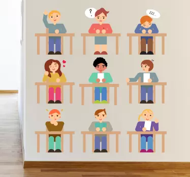 Naljepnica za djecu izrazi likova u učionici - TenStickers