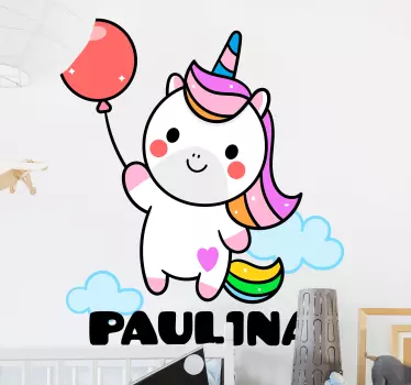 Naljepnica za djecu jednorog s balonom - TenStickers