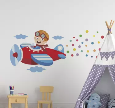 Naljepnica za djecu leteći dječji avion - TenStickers