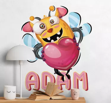 Naljepnica za djecu sretna pčelica s imenom - TenStickers