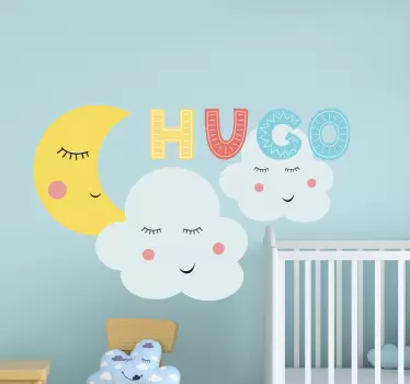 Naljepnica za djecu mjesečeva i oblačna scena - TenStickers
