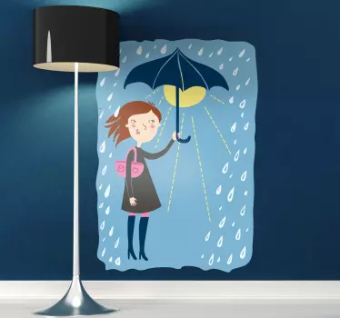 Naljepnica za djecu mlada dama s kišobranom - TenStickers