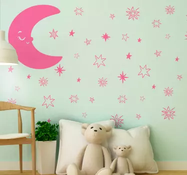 Naljepnica za djecu nasmijane mjesečeve zvijezde - TenStickers