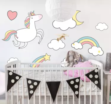Naljepnica za bebu s maštovitim motivom jednoroga - TenStickers