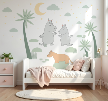 Naljepnica za djecu nordijski dizajn nilskog konja - TenStickers