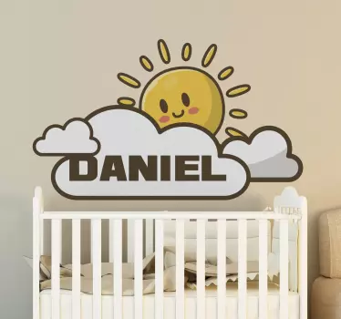 Naljepnica za djecu oblak suncem i imenom - TenStickers