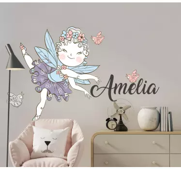 Naljepnica za djecu očarana vila s leptirima - TenStickers