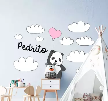 Naljepnica za djecu panda s balonom - TenStickers