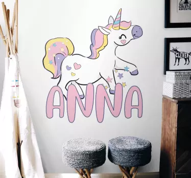 Naljepnica za djecu personalizirana jednorog kreacija - TenStickers