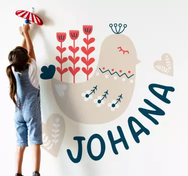 Naljepnica za djecu personalizirana vesela ptica - TenStickers
