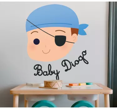 Naljepnica za djecu pirat beba s imenom - TenStickers
