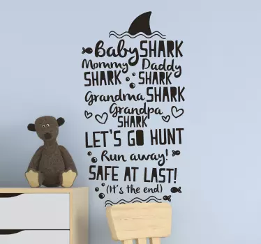 Naljepnica za djecu pjesma obitelji baby shark - TenStickers
