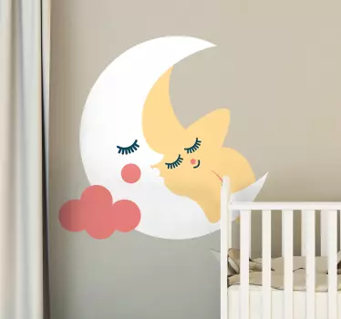 Naljepnica za djecu poljubac mjeseca i zvijezde - TenStickers