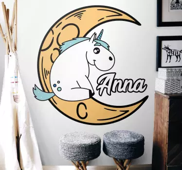Naljepnica za djecu prilagođeni mjesec jednoroga - TenStickers