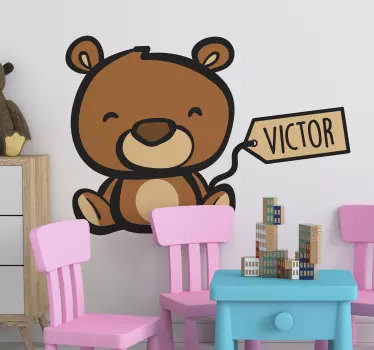 Naljepnica za djecu prilagođeni sretni medo - TenStickers