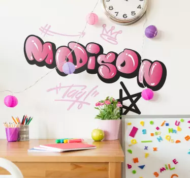 Naljepnica za djecu ime ružičastog grafita - TenStickers