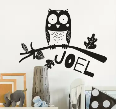 Naljepnica za djecu prilagodljiv dizajn imena za sove - TenStickers