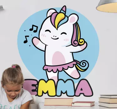 Naljepnica za djecu prilagodljivi veseli jednorog - TenStickers