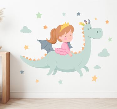 Naljepnica za djecu princeza na zmaju - TenStickers