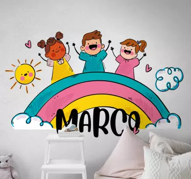 Naljepnica za djecu radosna dugina scena - TenStickers