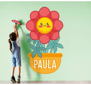 Naljepnica za djecu radostan cvjetni spremnik - TenStickers