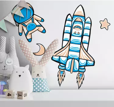 Naljepnica za djecu raketa i astronaut - TenStickers