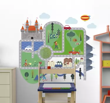 Naljepnica za djecu razigrana scena dvorca - TenStickers