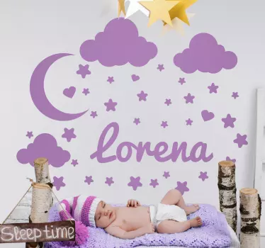 Naljepnica za djecu razigrana scena oblaka - TenStickers