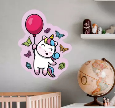 Naljepnica za djecu razigrani jednorog s balonom - TenStickers