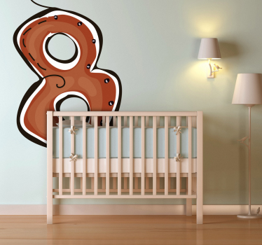 Naljepnica za djecu smeđi broj osam - TenStickers