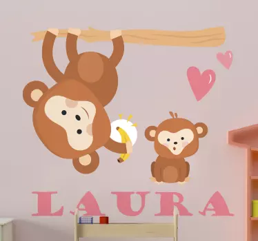 Naljepnica za djecu razigrani majmunski duo - TenStickers