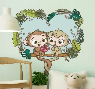 Naljepnica za djecu razigrani majmunski prijatelji - TenStickers