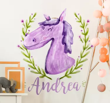 Naljepnica za djecu razigrani portret jednoroga - TenStickers