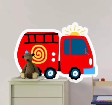 Naljepnica za djecu razigrano crveno vozilo - TenStickers