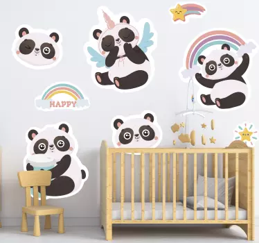 Naljepnica za djecu s figuricama šarmantnih panda - TenStickers