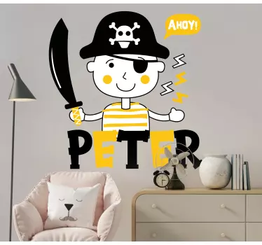 Naljepnica za djecu s grafikom piratskog lika - TenStickers